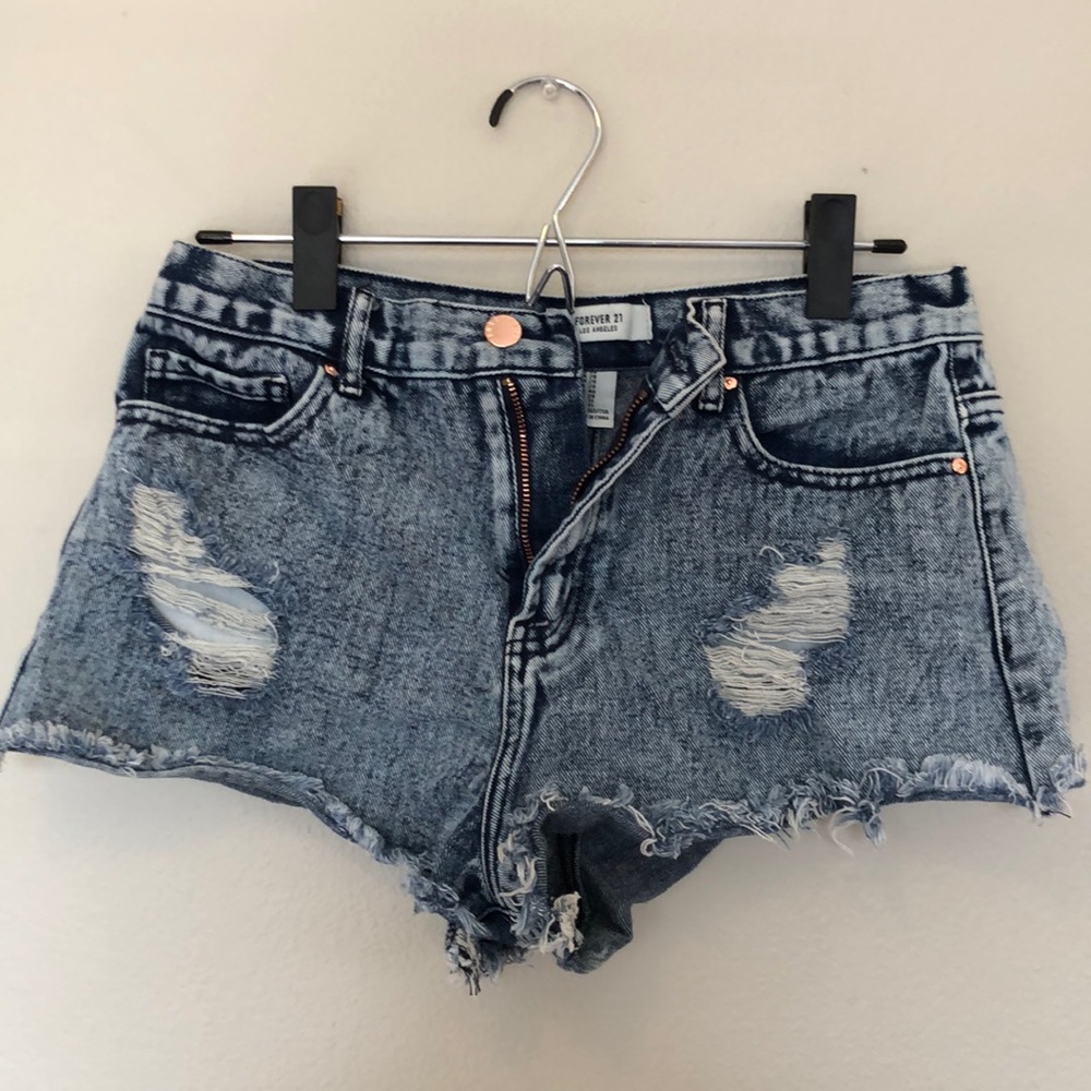 Ripped jean shorts